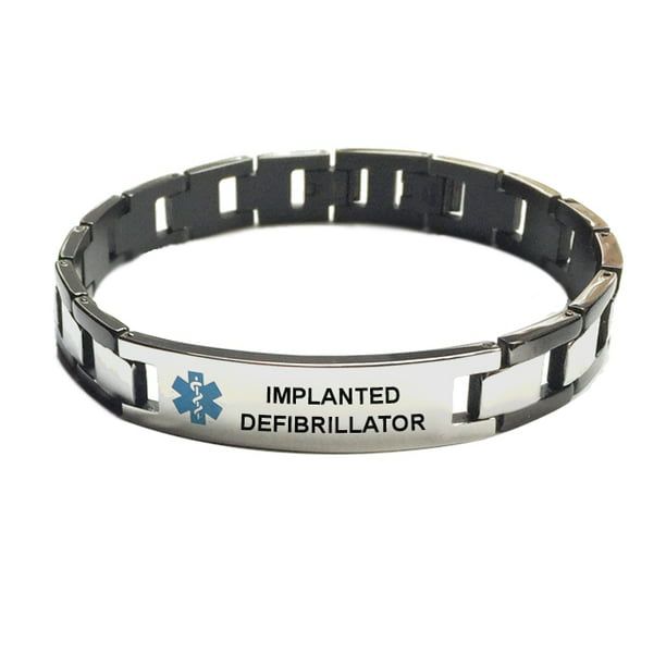 Sleep Apnea Alert Black Symbol Pre-Engraved & Customizable Medical Bracelet My Identity Doctor Oval Link 